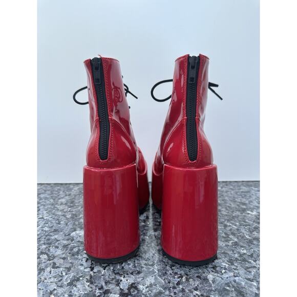 Demonia Camel 203 Red Patent Leather Platform Boots Women's Size 7 - Picture 7 of 15